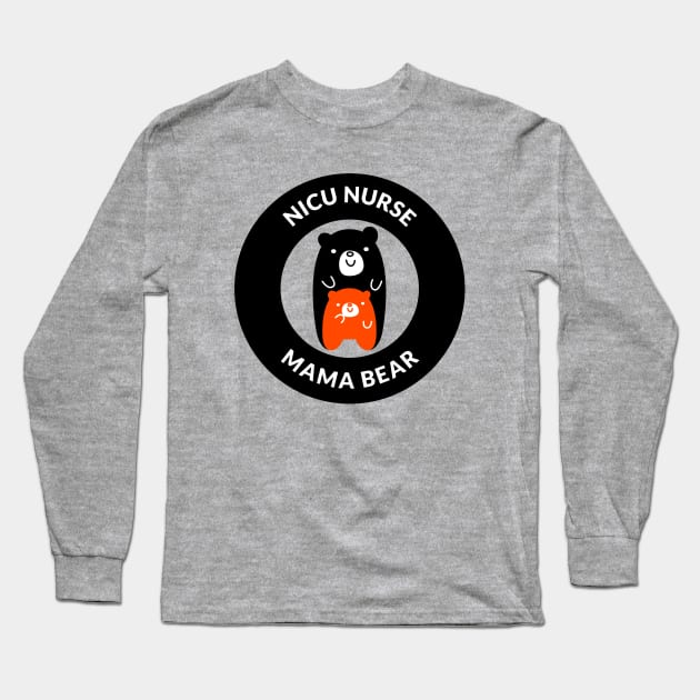 NICU Nurse Mama Bear and Bear Cub Long Sleeve T-Shirt by DesignIndex